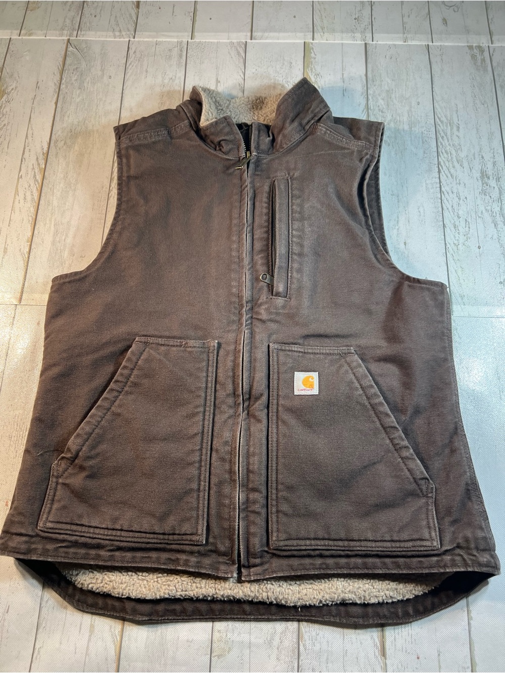 Carhartt Dark Brown Sherpa-Lined Work Vest
